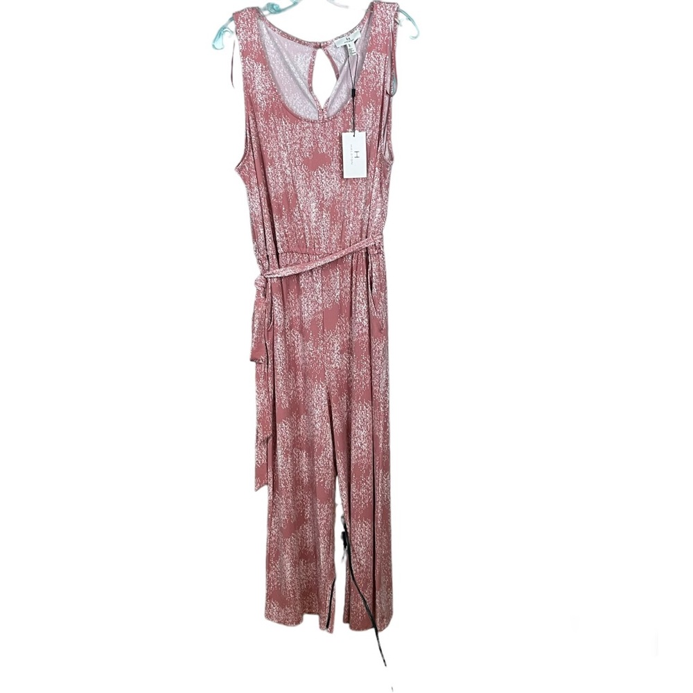 Halston Patterned Wide Leg Cropped Jumpsuit Mauve Women’s Size XL